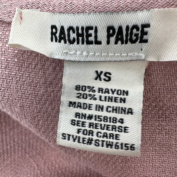 Rachel Paige V-Neck Vest WMNS XS Dusty Rose Linen Blend Button Up Front Pockets - Picture 5 of 6